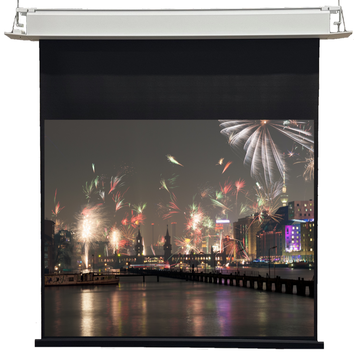 Sapphire 92" Dedicated Electric Recessed Screen Viewing Area 2037mm x 1146mm 16:9 Approx Case Dimensions Not Including Surround L 2213 x H 127 x D 141mm