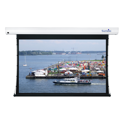 Sapphire 139" Tab Tension Electric Infra Red Screen 16:10 Format Viewing Area 3010mm x 1881mm Approx Case Dimensions L 3538mm x H 143mm x D 135mm