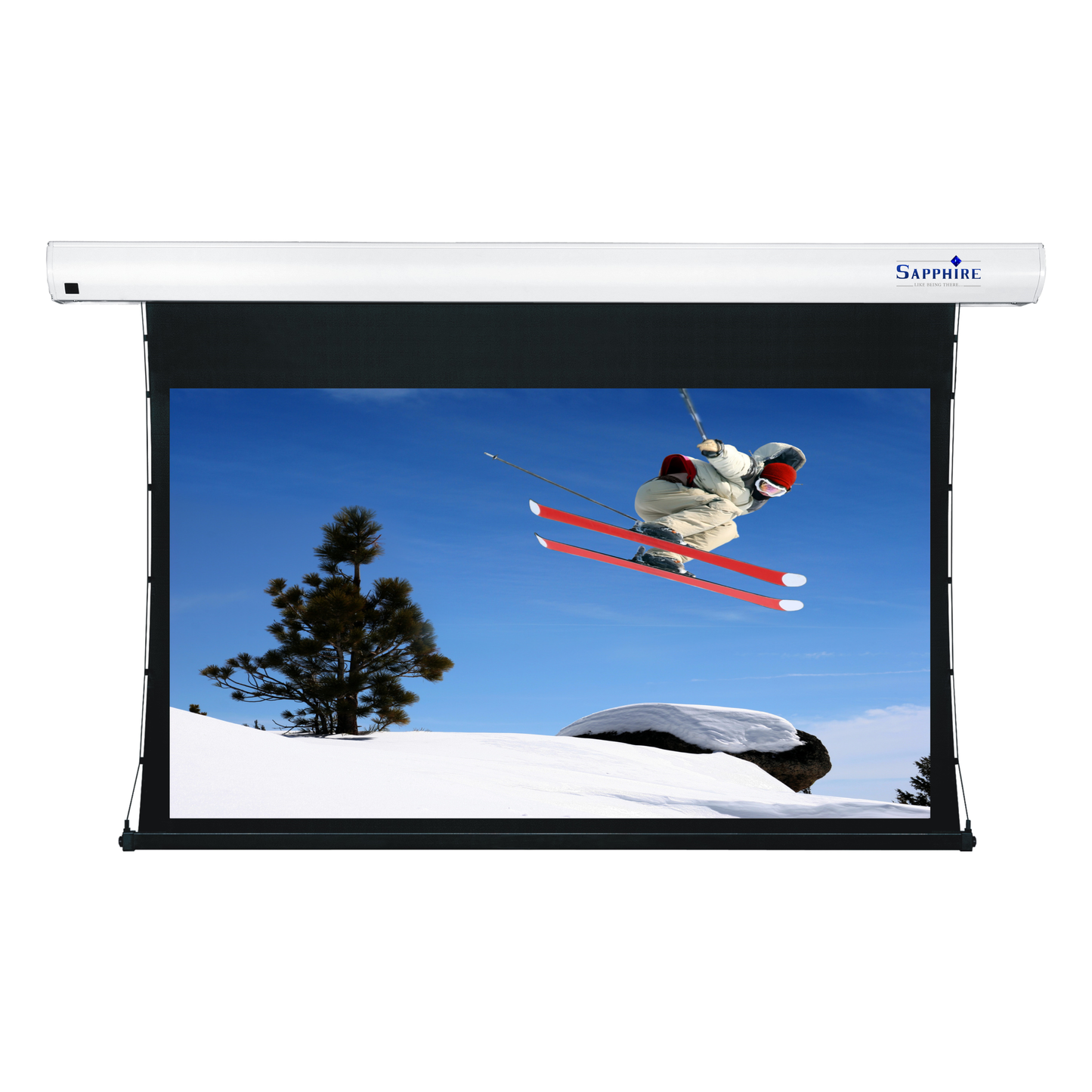 Sapphire 92" Tab Tension Electric Screen Infra Red 16:9 Format Viewing Area 2037mm x 1145mm Approx Case Dimensions L 2490mm x H 145mm x D 137mm