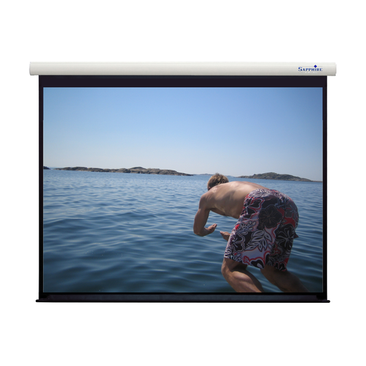 Sapphire 170" Electric Radio Frequency Screen 1:1 Format Viewing Area 3050mm x 3050mm Approx Case Dimensions L 3326mm x H 141mm x D 145mm