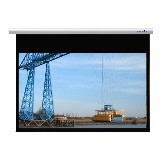 Sapphire 186" Electric Screen Radio Frequency 16:10 Format Viewing Area 3985 x 2490mm Approx Case Dimensions L 4300mm x H 126mm x D 120mm