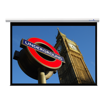 Sapphire 172" Electric Screen Radio Frequency 4:3 Format Viewing Area 3495mm x 2621mm Approx Case Dimensions L 3809mm x H 142mm x D 144mm inc Brackets