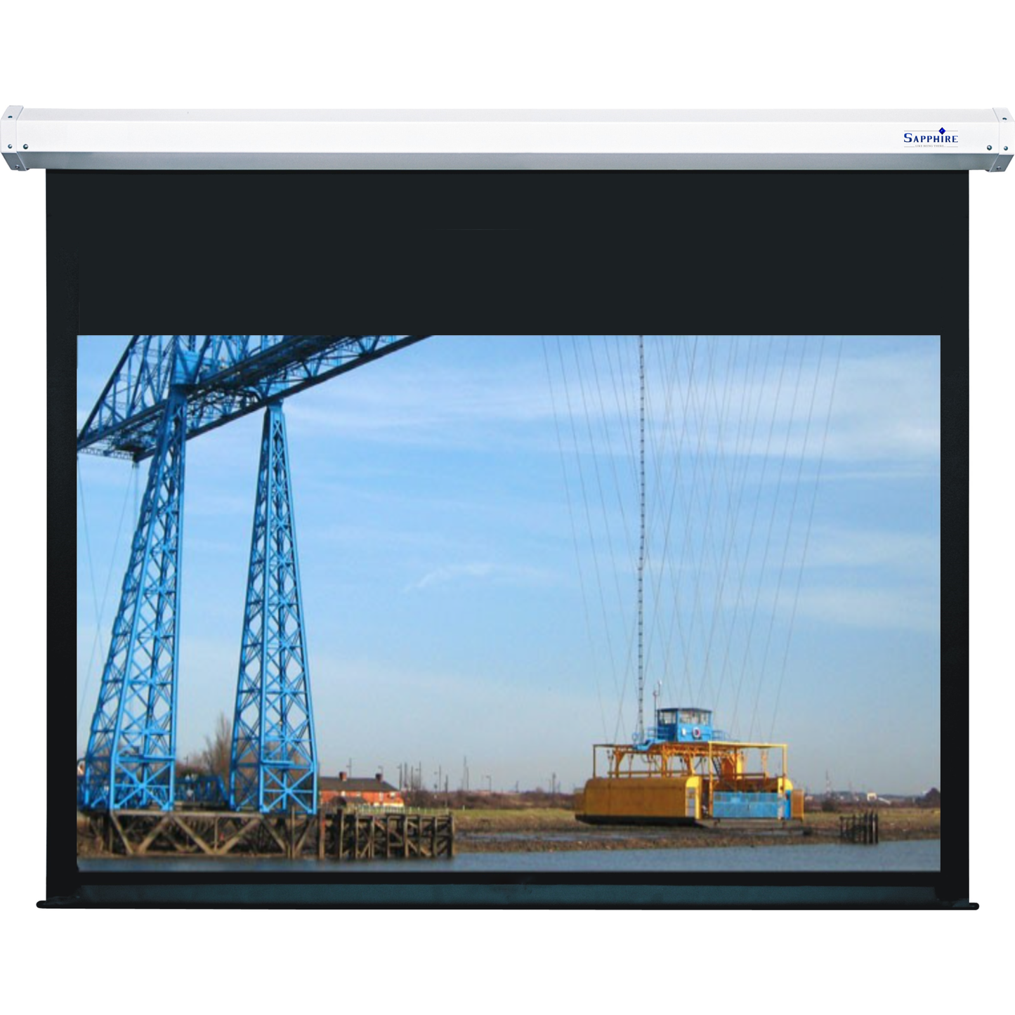 Sapphire 227" Electric Radio Screen 16:10 Format  Viewing Area 4878mm x 3048mm (not channel fix) Approx Case Dimensions L 5283mm x H 232mm x D 217mm
