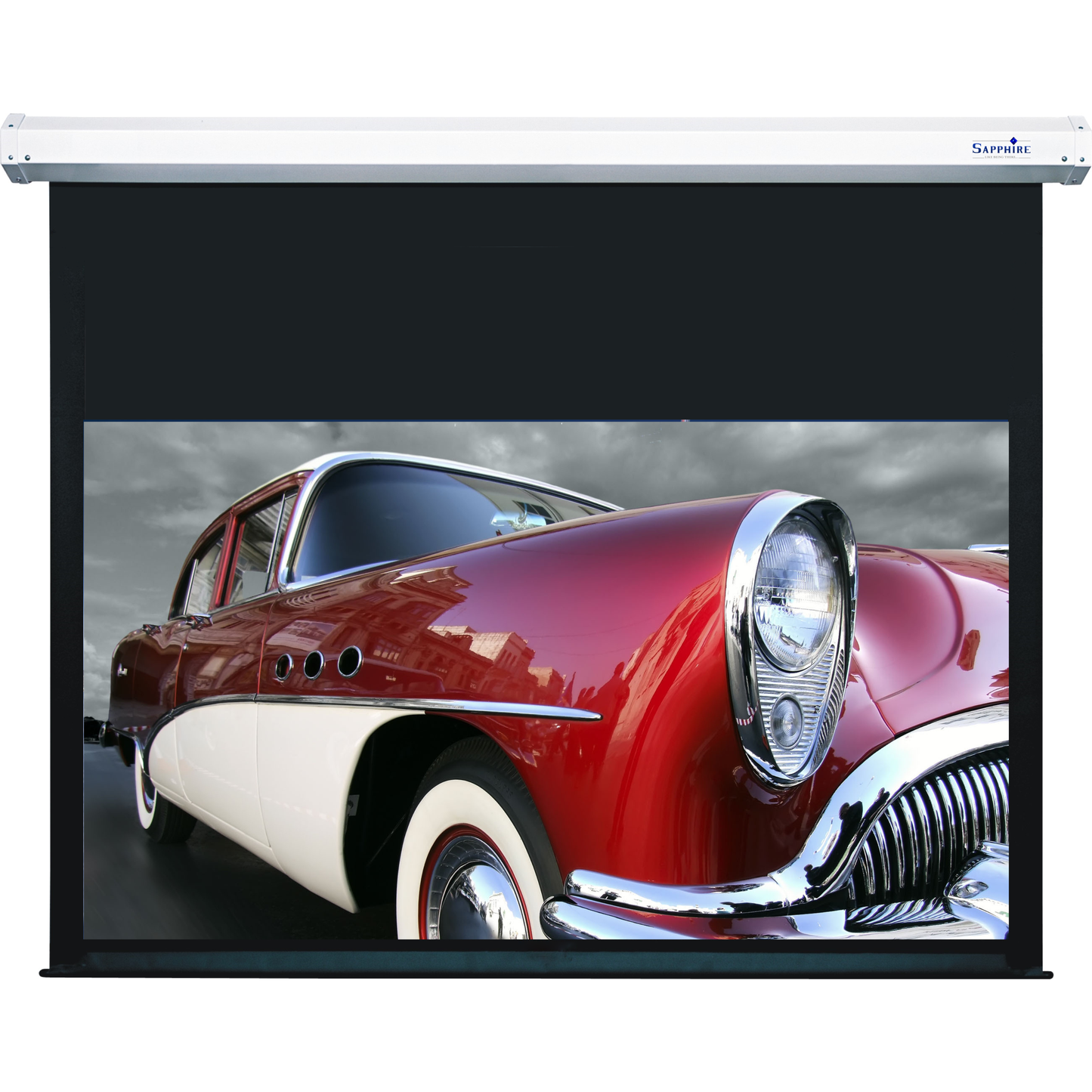 Sapphire 220" Electric Radio Frequency Screen 16:9 Format Viewing Area 4878mm x 2739mm (not channel fix) Approx Case Dimensions L 5283mm x H 232mm x D 217mm