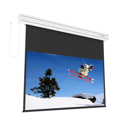 Sapphire 239" Electric Screen Radio Frequency 16:9 Format Viewing Area 5070mm x 2852mm (not channel fix)  Approx Case Dimensions L 5470mm x H 232mm x D 217mm