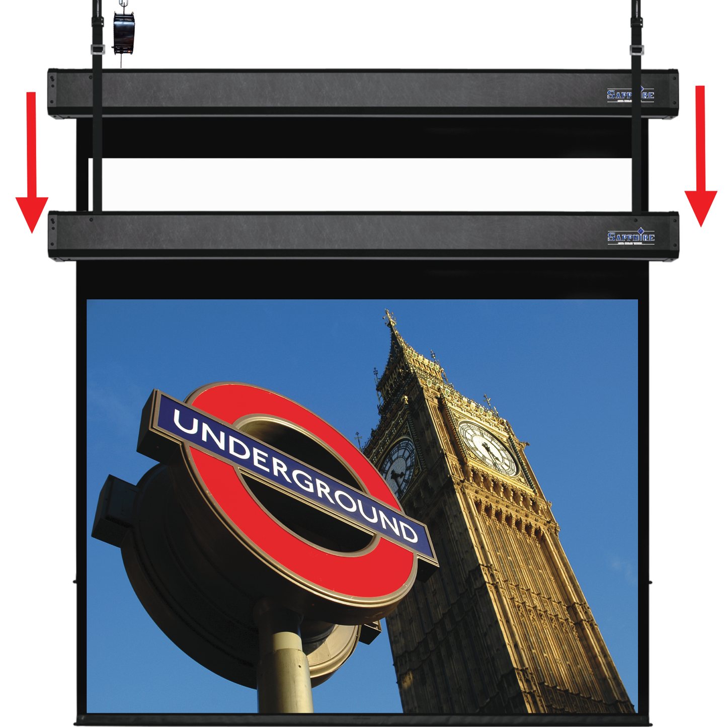 Sapphire 200" Smart Move 4m 4:3 Two Motor Electric Projection Screen Approx Case Dimensions L 4317mm x H 250mm x D 170mm